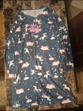 wonder nation Blue & Pink Unicorn 'Make Your Own Magic' Kids Nightgown